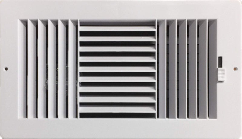 HBW Three-Way Plastic Side Wall/Ceiling Register in White 12"" w X 6"" h for Duct Opening (Outside Dimension is 13.75"" w X 8"" h)